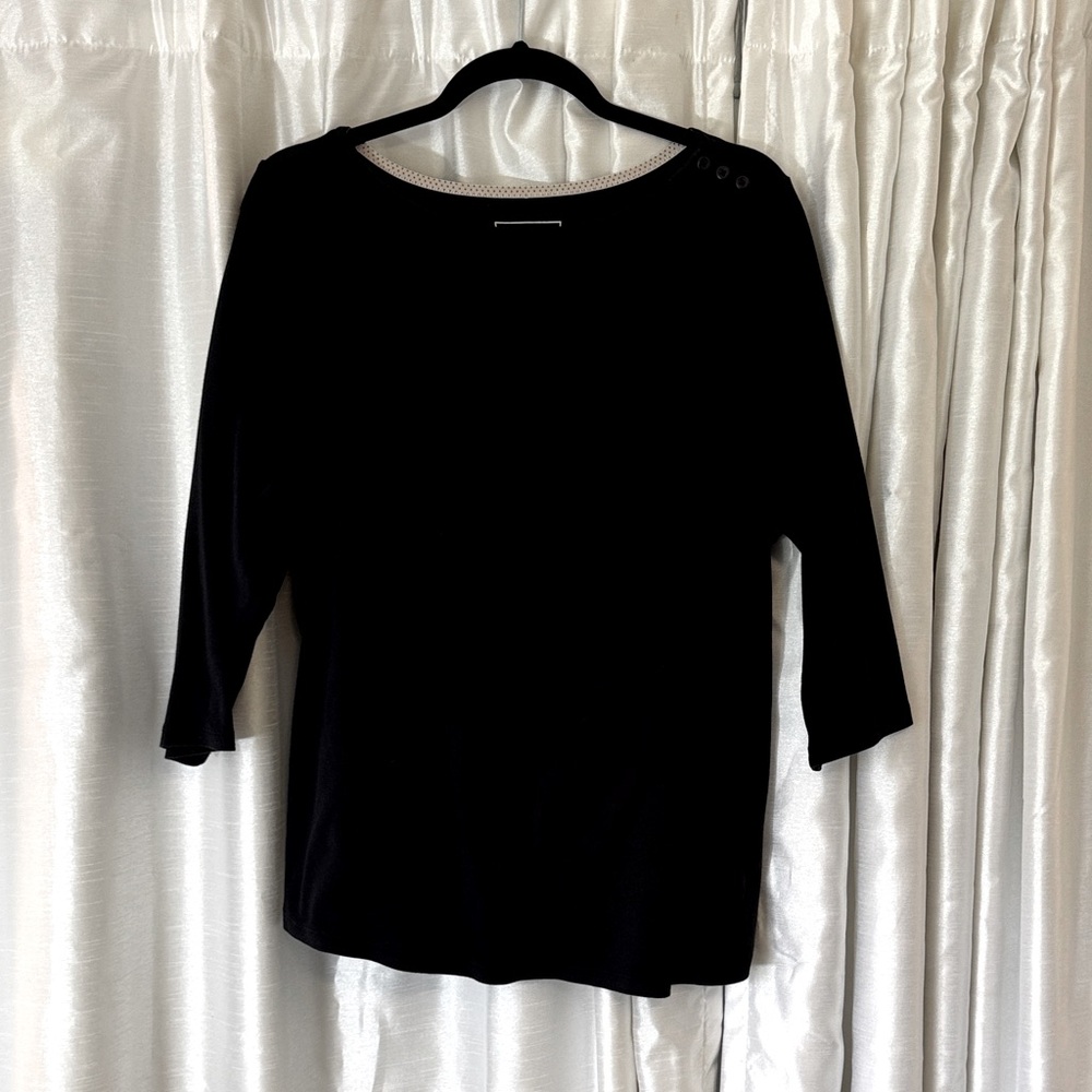 🏵️ Charter Club Black Pima Cotton Boatneck Top 2X 🏵️